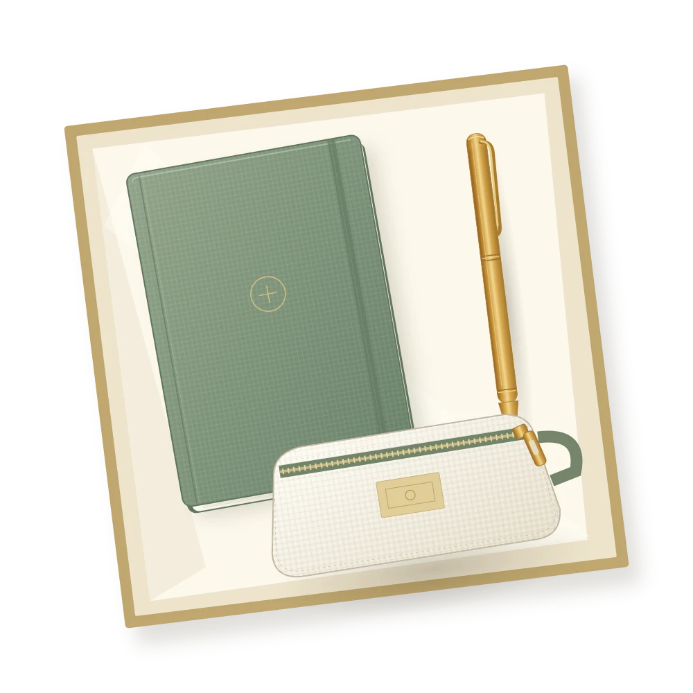 Illustrated stationery gift set with matching everyday essentials